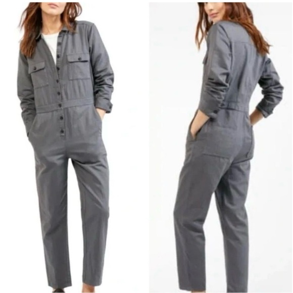 Outerknown Pants - Outerknown SEA suit storm gray long sleeve utility jumpsuit linen blend SMALL